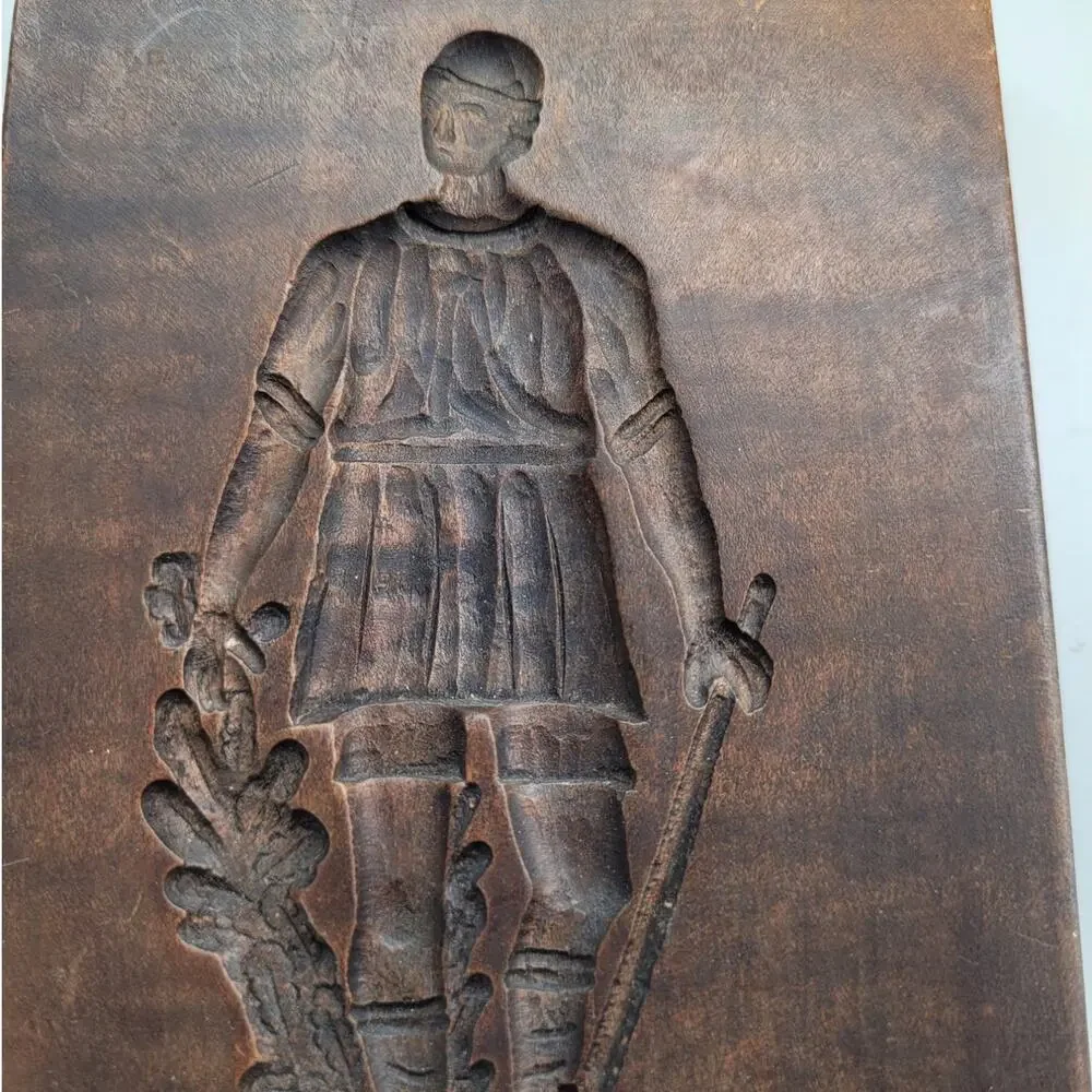 Antique‎ Wooden Cookie Mold Roman Soldier Primitive Folk Wall Decor
